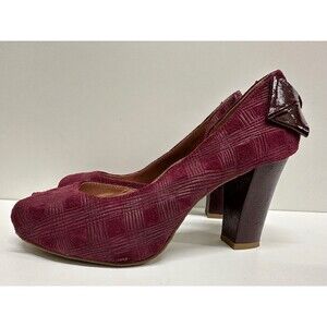 Miss Allbright women size 8 specialty suede heel burgundy open toe shoes
